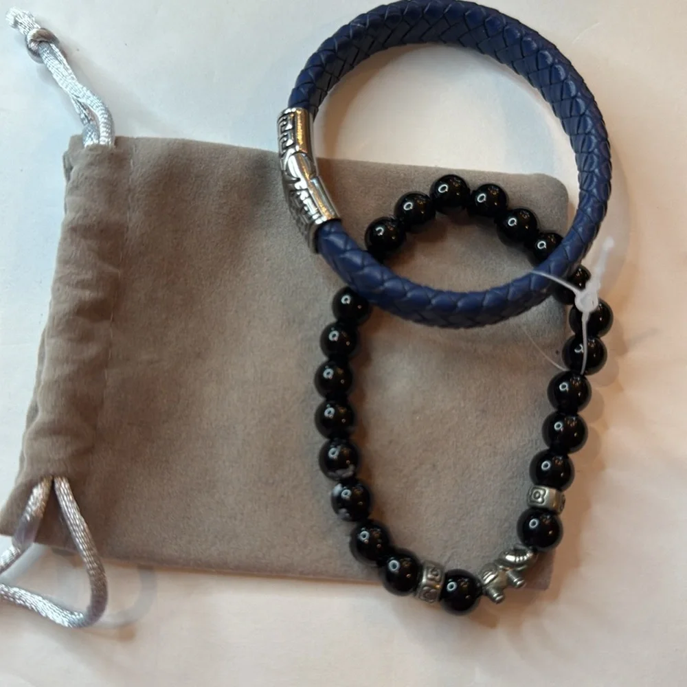Men’s Blue and Black Jewelry Bracelet Set New no tags